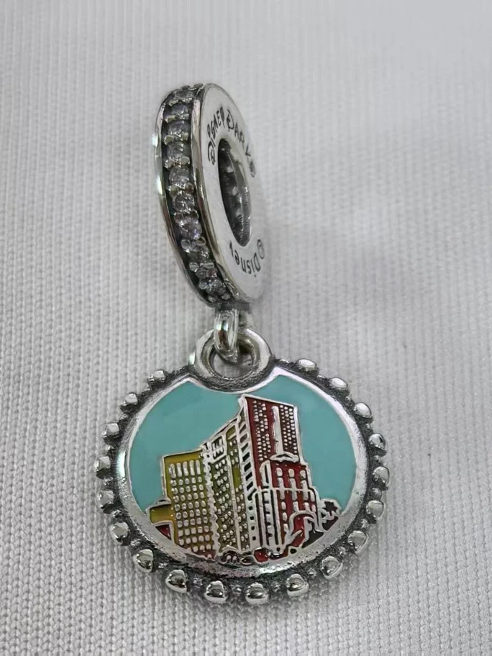 Pandora Turquoise and Red Cityscape Enamel Dangle Charm